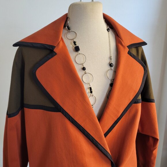 Doncaster Jackets & Blazers - DON CASTER Woman’s Orange Colorblock Coat / Jacket (Size: Small)